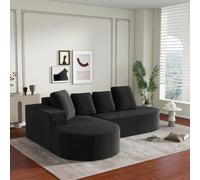UIHECTA Divano Componibile Completamente Assemblato, Divano Componibile Modulare Chaise Longue A L, Divano Letto Componibile Moderno Cloud Seduta Profonda, Divani Compressione in Spugna,Nero