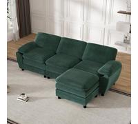 UIHECTA Divano Componibile Moderno A Forma di U, Divano Cloud, Divano Modulare Rivestito in Ciniglia, Comodo Divano Letto A 4 Posti, con Chaise Longue Doppia per Soggiorno,Verde