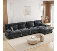 UIHECTA Divano Componibile Modulare Pouf, Divano Componibile A Forma Nuvola A U/L Chaise Longue Comfort, Doppi Cuscini, Tessuto in Ciniglia Morbida, Divano Oversize Seduta Profonda,A,173.2"L~Shape