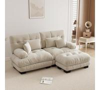 UIHECTA Divano Componibile Modulare Pouf, Divano Componibile A Forma Nuvola A U/L Chaise Longue Comfort, Doppi Cuscini, Tessuto in Ciniglia Morbida, Divano Oversize Seduta Profonda,B,94.4"L~Shape