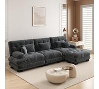 UIHECTA Divano Componibile Modulare Pouf, Divano Componibile A Forma Nuvola A U/L Chaise Longue Comfort, Doppi Cuscini, Tessuto in Ciniglia Morbida, Divano Oversize Seduta Profonda,A,133.8"L~Shape
