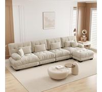 UIHECTA Divano Componibile Modulare Pouf, Divano Componibile A Forma Nuvola A U/L Chaise Longue Comfort, Doppi Cuscini, Tessuto in Ciniglia Morbida, Divano Oversize Seduta Profonda,B,173.2"L~Shape