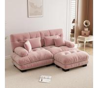UIHECTA Divano Componibile Modulare Pouf, Divano Componibile A Forma Nuvola A U/L Chaise Longue Comfort, Doppi Cuscini, Tessuto in Ciniglia Morbida, Divano Oversize Seduta Profonda,C,94.4"L~Shape