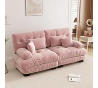 UIHECTA Divano Componibile Modulare Pouf, Divano Componibile A Forma Nuvola A U/L Chaise Longue Comfort, Doppi Cuscini, Tessuto in Ciniglia Morbida, Divano Oversize Seduta Profonda,C,94.4"L~oveseat