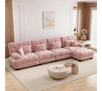 UIHECTA Divano Componibile Modulare Pouf, Divano Componibile A Forma Nuvola A U/L Chaise Longue Comfort, Doppi Cuscini, Tessuto in Ciniglia Morbida, Divano Oversize Seduta Profonda,C,173.2"L~Shape