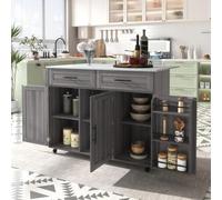 UIHECTA Isola Cucina Mobiletto Portaoggetti, Carrello Cucina con Ruote, Ripiani E Cassetti, Carrello da Cucina Portasciugamani, Isole Portatili per Cucina,C