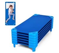 UIHECTA Lettini Asilo Nido, Confezione 6, Lettini Impilabili per Bambini con Angoli Facili da Sollevare, Lettini per Il Riposino per Asilo Nido, Scuola Materna, Aula, Riposino,Blu