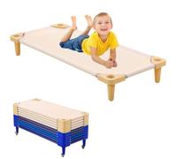UIHECTA Lettini Impilabili per L'Asilo Nido, Lettini Portatili per Il Pisolino dei più Piccoli, Pronti da Montare, Salvaspazio, per Scuola Materna E L'Asilo,Beige,5PCS 138cm