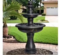 UIHECTA Moderna Fontana Esterno in Cemento, Fontana Pavimento A 3 Livelli con Cascate con Pompa Elettrica per Arredo Giardino, Patio, Cortile E Terrazza con Effetto Pietra Naturale,C