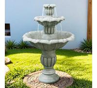 UIHECTA Moderna Fontana Esterno in Cemento, Fontana Pavimento A 3 Livelli con Cascate con Pompa Elettrica per Arredo Giardino, Patio, Cortile E Terrazza con Effetto Pietra Naturale,A