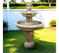 UIHECTA Moderna Fontana Esterno in Cemento, Fontana Pavimento A 3 Livelli con Cascate con Pompa Elettrica per Arredo Giardino, Patio, Cortile E Terrazza con Effetto Pietra Naturale,B