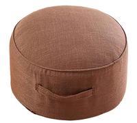 UIHECTA Pouf Rotondo, Pouf da 40 cm, Poltrona da Terra, Poggiapiedi, Sfoderabile, Cotone E Lino, per Soggiorno, Camera da Letto O Balcone, Arredo per La Casa,Cachi