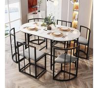 UIHECTA Set da Tavolo da Pranzo in Metallo da 7 Pezzi con Sedie per Risparmiare Spazio Set da Tavolo da Pranzo in Metallo per 6 Persone,A
