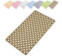 UIHECTA Tappetino Antiscivolo per Vasca E Doccia, Ventose Potenti, Fori di Scarico Ad Asciugatura Rapida, Texture Morbida, per L'Interno della Doccia, Design Ispirato alla Spa,caffè,88 * 40cm