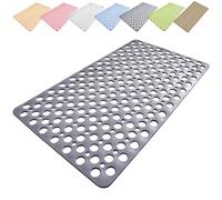 UIHECTA Tappetino Antiscivolo per Vasca E Doccia, Ventose Potenti, Fori di Scarico Ad Asciugatura Rapida, Texture Morbida, per L'Interno della Doccia, Design Ispirato alla Spa,Grigio,75 * 43cm