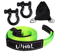 UIHOL Cinghia Traino Auto, Corda Traino Fuoristrada 5M, 1/2'' Grillo di Prua con Una Resistenza Alla Rottura di 10T 26,455 lbs, Cinghia di Emergenza con Borsa, Aggiornato, Più Sicuro, Più Durevole
