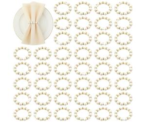 Uiifan 100 portatovaglioli con perle finte e strass, elastici, con strass, per matrimoni, ricevimenti, tavoli, banchetti, casa, cene, feste, colore: oro