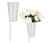 Uiifan 2 vasi in metallo per cimitero per tomba commemorativa per cimitero con paletto porta fiori per tomba vaso di fiori per tomba all'aperto prato cortile decorazioni funerali