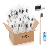 Uiifan Set di 100 spazzolini da denti usa e getta con dentifricio, confezionati singolarmente, set di spazzolini da denti da viaggio per senzatetto, manuali con setole morbide, per casa, hotel,