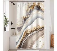 Uiiooazy Tenda Doccia Antimuffa, Tenda da Doccia 120x200cm Marrone Effetto Marmo Grigio Giallo Moderno Tende da Bagno Tessuto Lavabile Impermeabile Poliestere Tende per Vasca da Bagno con 8 Anelli