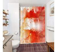 Uiiooazy Tenda Doccia Antimuffa, Tenda da Doccia 150x180cm Rossi Effetto Marmo Arancia Acquerello Tende da Bagno Tessuto Lavabile Impermeabile Poliestere Tende per Vasca da Bagno con 10 Anelli