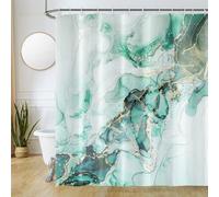 Uiiooazy Tenda Doccia Antimuffa, Tenda da Doccia 180x220cm Verde Salvia Effetto Marmo Turchese Grigio Tende da Bagno Tessuto Lavabile Impermeabile Poliestere Tende per Vasca da Bagno con 12 Anelli