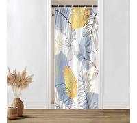Uiiooazy Tenda Doccia Antimuffa, Tenda da Doccia Piccola 90x180cm Blu Cielo Boho Chic Tropicale Astratta Foglie di Palma Tende da Bagno Tessuto Lavabile Impermeabile Tende Vasca da Bagno con 6 Anelli