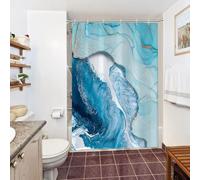 Uiiooazy Tenda Doccia Antimuffa, Tenda Doccia 150x180cm Blu Cielo Effetto Marmo Blu Bianco Astratta Moderno Tende da Bagno Tessuto Lavabile Impermeabile Poliestere Tende Vasca da Bagno con 10 Anelli