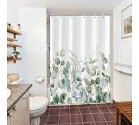 Uiiooazy Tenda Doccia Eucalipto, Foglie Verde Salvia Fior Motivo, Antimuffa Impermeabile, Tessuto in Poliestere Lavabile per Vasca da Bagno con 10 Ganci 150Lx200Acm