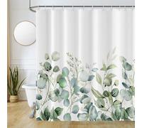 Uiiooazy Tenda Doccia Eucalipto, Foglie Verde Salvia Fior Motivo, Antimuffa Impermeabile, Tessuto in Poliestere Lavabile per Vasca da Bagno con 12 Ganci 180Lx200Acm