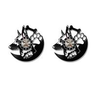 Uikdjgu 2X Orologio da Parete per Cani da Pastore Tedesco Decorazioni per la Casa Razze di Cani Disco in Vinile Orologio Vintage Orologio da Parete per Cani Regalo-Nessuno Stile LED