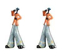 Uikdjgu 2X Statuine di Suonatori di Band Jazz Figura di Musicista Vintage Statue in Resina Ornamento da Tavolo Scultura retrò Decorazioni per Interni per La Casa A