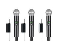 Uikdjgu 3X Microfono Wireless Professionale UHF Registrazione Karaoke Palmare Batteria al Litio Un 1 Canale per Stage Church Party School