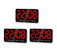 Uikdjgu 3X Orologio da Parete Digitale, Orologio Digitale Un LED da 9 Pollici, Ampio Display con 12/24 Ore, Cifre, Piccolo Orologio da Parete Silenzioso (Rosso)