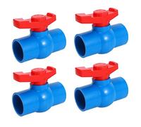 Uikdjgu 4X 40mm x 40mm Valvola A Sfera U-Pvc con Leva A Maniglione Rosso Pieno Antiscivolo