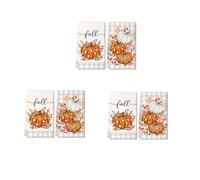 Uikdjgu Set di 6 Asciugamani da Cucina Autunnali da 6 Pezzi, Strofinacci Autunnali Un Quadri Arancioni Grigia per Asciugare I Canovacci