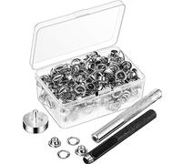 Uikdjgu Set di Occhielli in Metallo da 100 Pezzi Kit Anelli Passacavi da 6mm con Punzone di Montaggio per Accessori DIY Riparazione di Abbigliamento Artigianale in Pelle