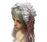 uikios Accessorio per capelli gotico con pizzo morbido e croci in metallo decorazione gotica fascia per capelli in pizzo per stili punk copricapo