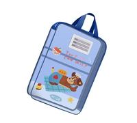 uikios Borsa per il trasporto di libri portatile, 3 scomparti, grande capacità, trasparente, organizer per documenti, per ufficio scolastico, borsa per documenti a forma di L, Blu