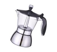 uikios Caffettiere in acciaio inox italiano con coperchio trasparente per una facile preparazione del caffè, capacità 4/6 tazze, ideale per casa o piccolo gath