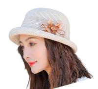uikios Cappello alla pescatora in tessuto alla moda, regolabile, leggero, per donne e uomini, spiaggia, viaggi, essenziale in quattro colori neutri, sole intrecciato con fiocchi, Beige, Taglia unica