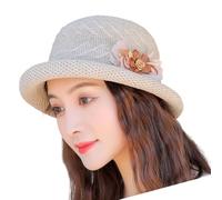 uikios Cappello alla pescatora in tessuto alla moda, regolabile, leggero, per donne e uomini, spiaggia, viaggi, essenziale in quattro colori neutri, sole intrecciato con fiocchi, cachi, Taglia unica