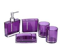 uikios Confezione da 5 set di accessori da bagno in acrilico con portaspazzolino in cristallo, dispenser di sapone, bicchieri, tazza per lozione liquida