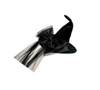 uikios Drammatico cappello da strega a punta con dettaglio fiocco oversize | Copricapo nero per lo styling del palcoscenico e per feste
