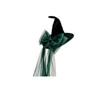 uikios Drammatico cappello da strega a punta con dettaglio fiocco oversize | Copricapo nero per lo styling del palcoscenico e per feste