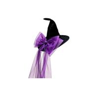 uikios Drammatico cappello da strega a punta con dettaglio fiocco oversize | Copricapo nero per lo styling del palcoscenico e per feste