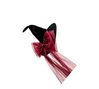 uikios Drammatico cappello da strega a punta con dettaglio fiocco oversize | Copricapo nero per lo styling del palcoscenico e per feste