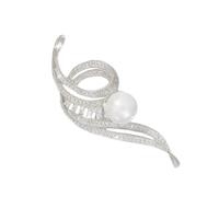 uikios Elegante spilla da donna a forma di nota musicale, con strass e perle, in lega, accessorio per vestiti per feste o matrimoni, 2.8*7cm, Metallo