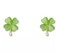 uikios Eleganti orecchini a forma di quadrifoglio, con pietra occhio di gatto, alla moda, alla moda, accessori da indossare tutti i giorni, per donne e ragazze