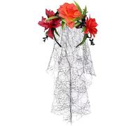 uikios Fascia per capelli con scheletro, velo a forma di teschio, giorno della morte, per feste in costume, palcoscenico, festival, eventi, Halloween, accessori per capelli